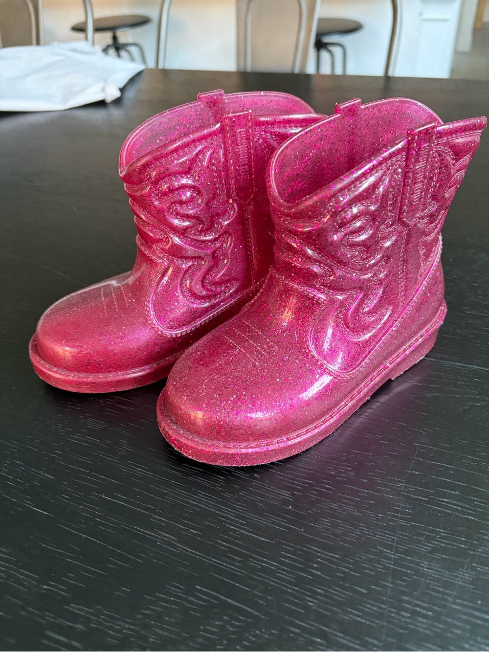 Mini Melissa Glitter Hot Pink Texas Cowboy Boots